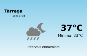 AEMET: El temps per a Tàrrega – 24 de Juliol de 2026