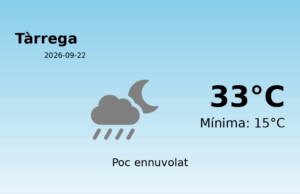 AEMET: El temps per a Tàrrega – 22 de Setembre de 2026