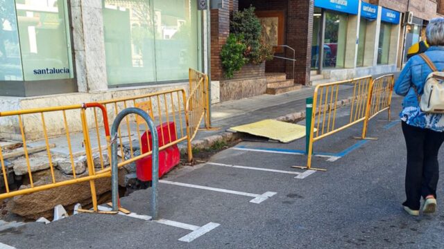 Imatge de les obres abandonades que denúncia el grup polític a Lleida (Junts a la Paeria, via xarxes socials)